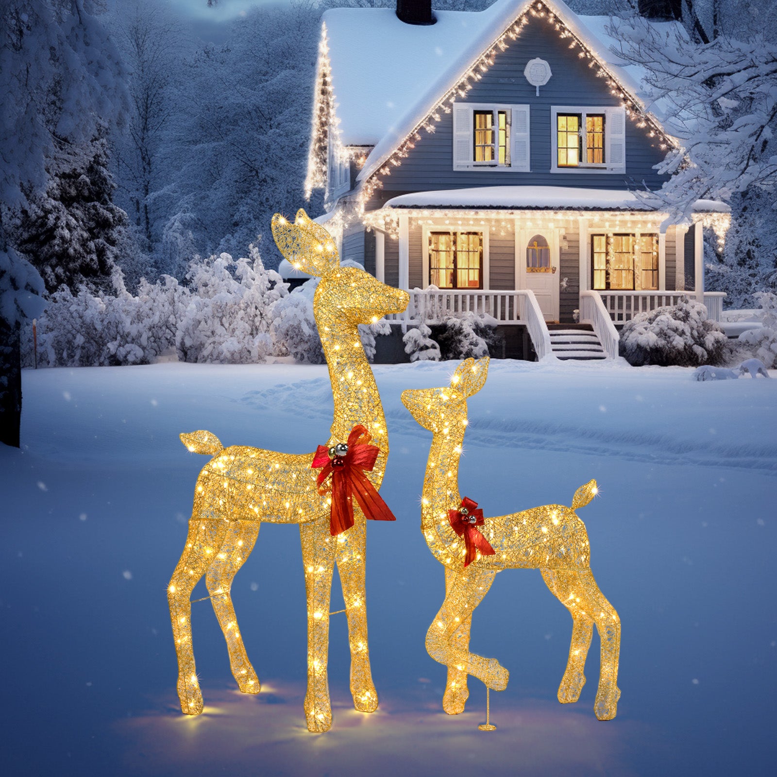 2-Piece Christmas Reindeer Set  (Gold)