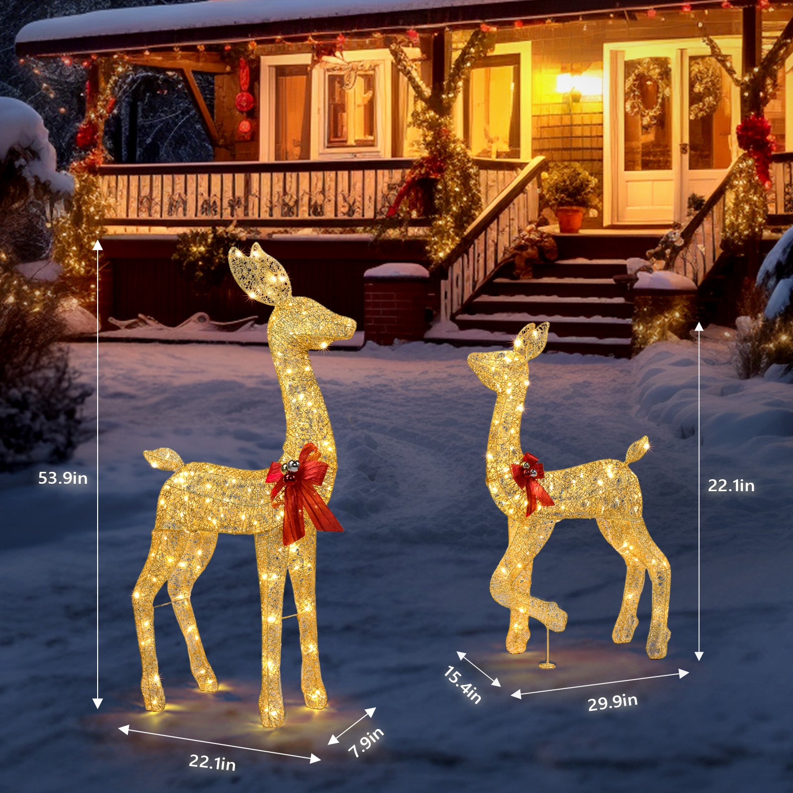 2-Piece Christmas Reindeer Set  (Gold)