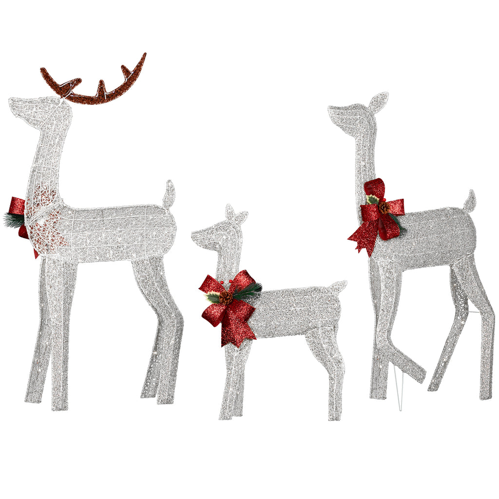 3-Piece Christmas Reindeer Set (White)