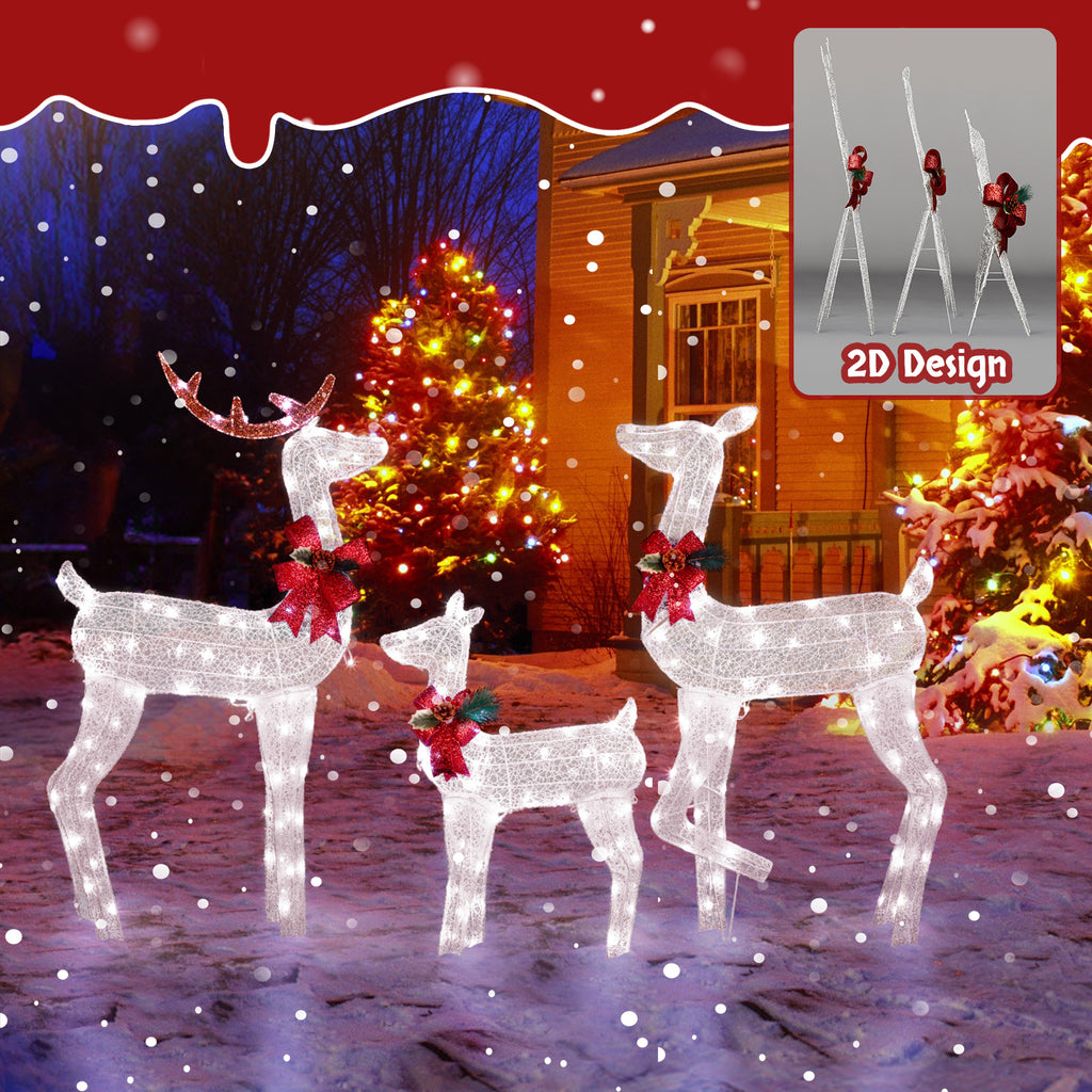 3-Piece Christmas Reindeer Set (White)