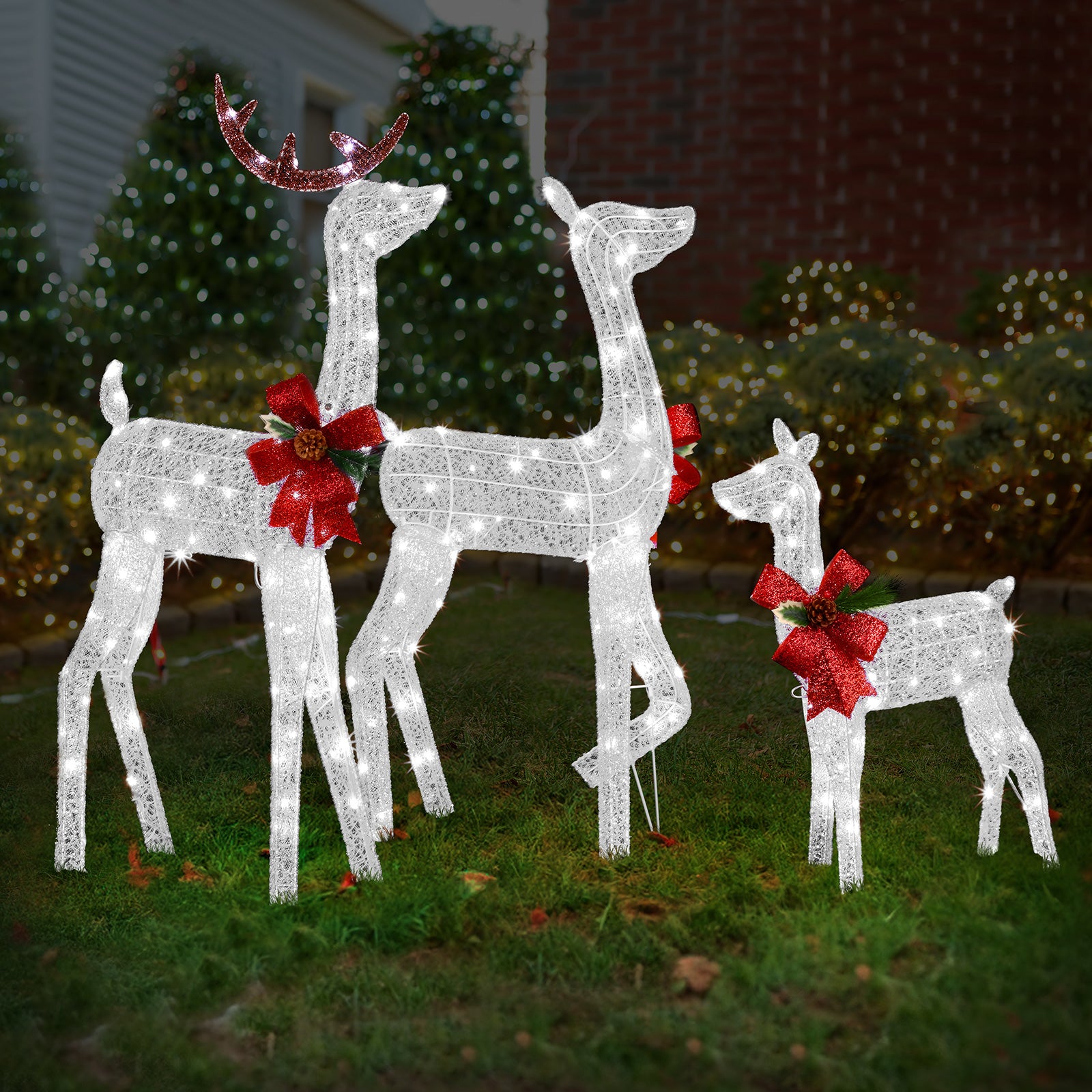 3-Piece Christmas Reindeer Set (White)